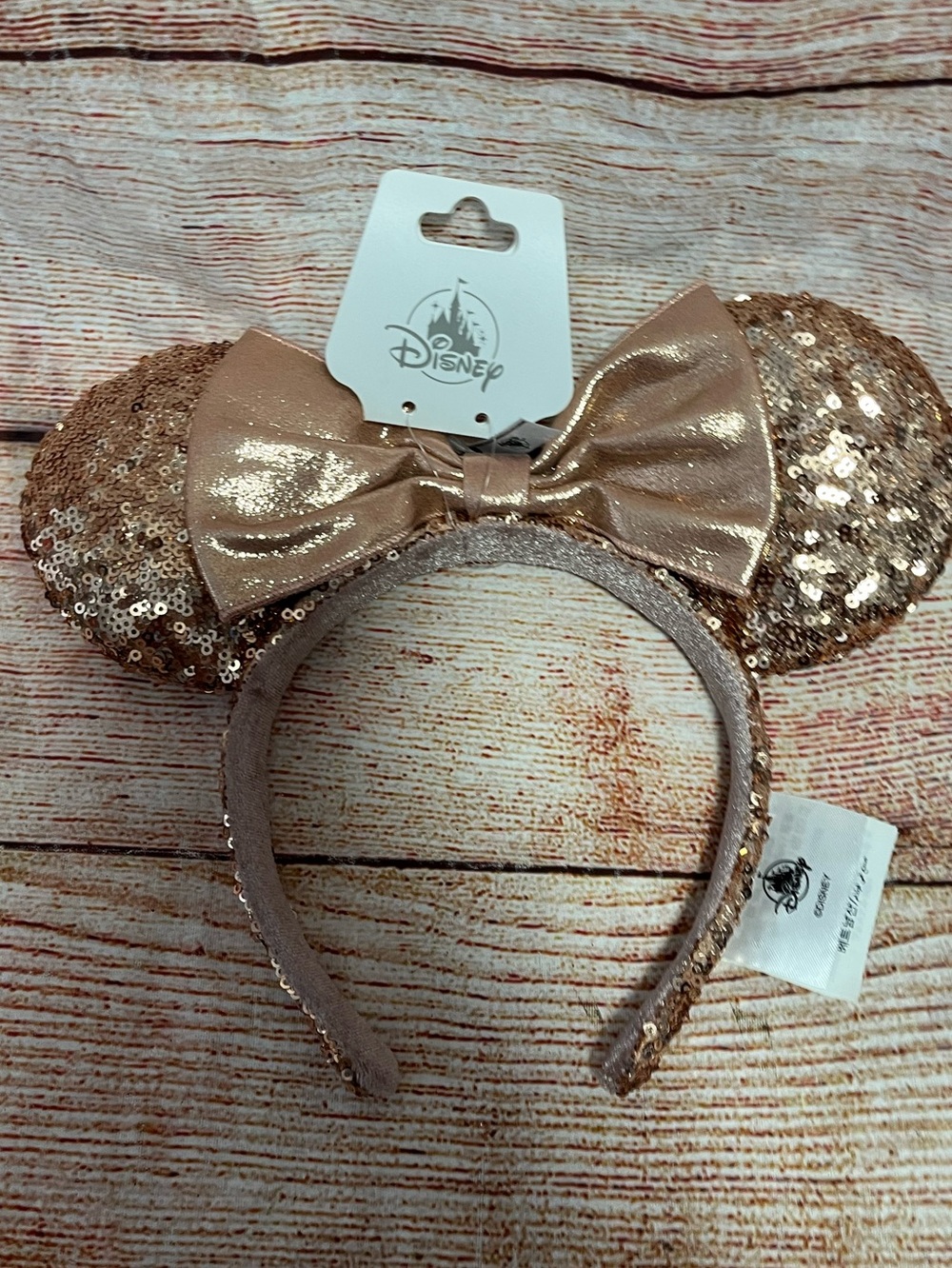 Disney Minnie Mouse sequin ears headband-NEW-Rose Gold